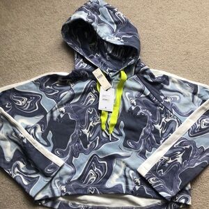 NWT Anthropologie The Upside Cropped Hoodie Denim Marble Large